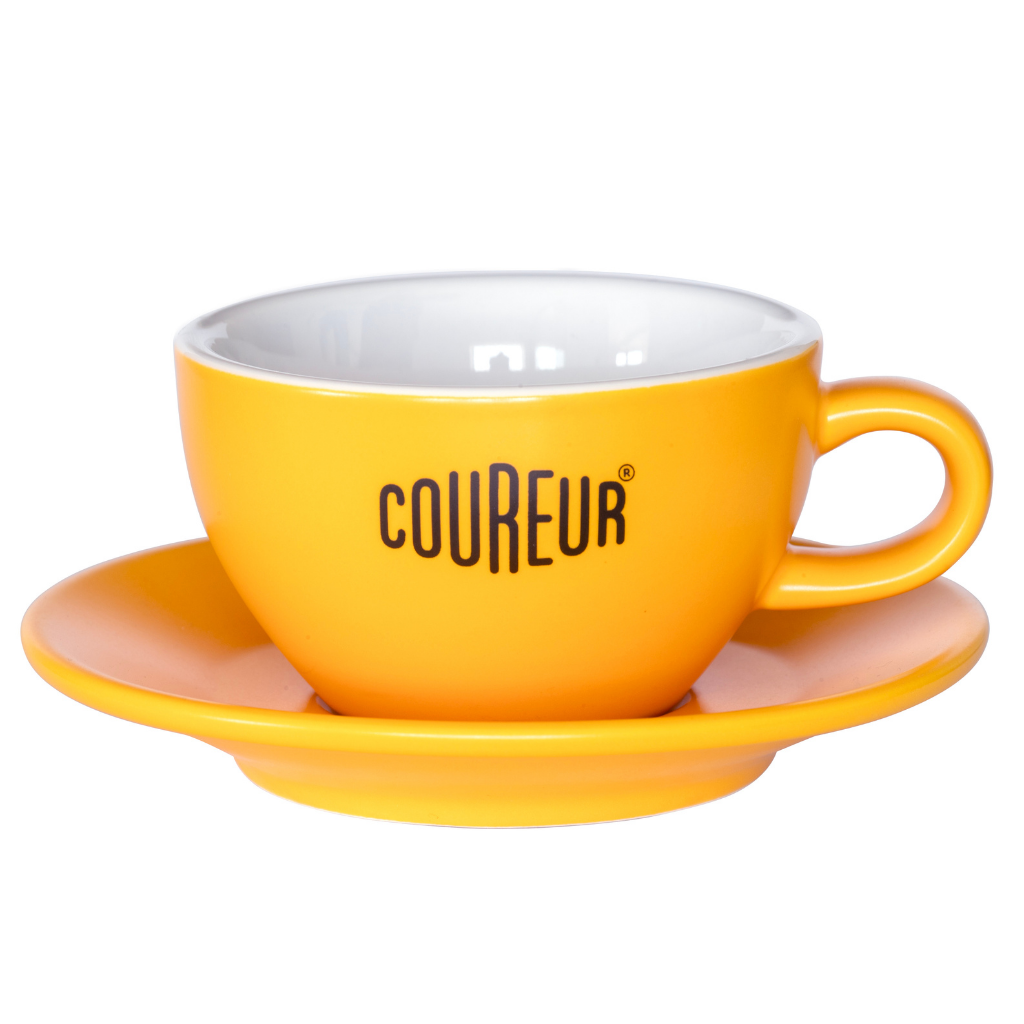 [TN0519] Cappuccino kopje + schoteltje Coureur | 21cl (GEEL)